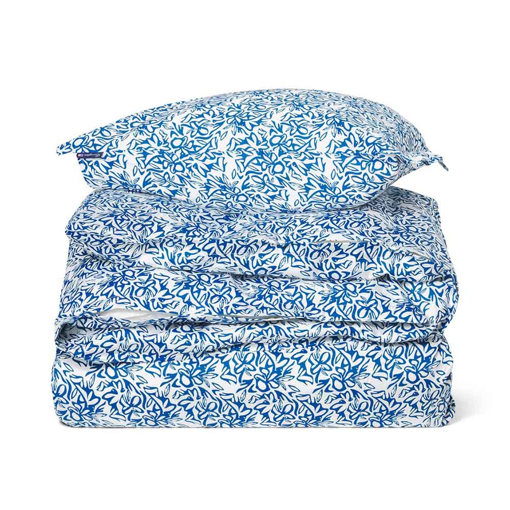Lexington Flower Printed Cotton Sateen P&aring;slakanset Blue/White